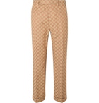 Gucci - Slim-Fit Logo-Jacquard Cotton-Blend Suit Trousers - Beige