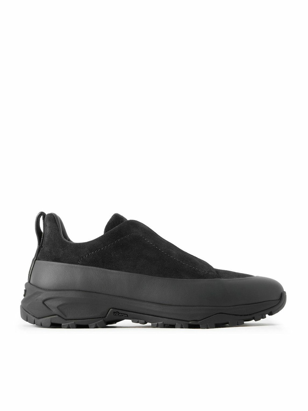 Photo: Zegna - Triple Stitch™ Monte Rubber-Trimmed Suede Slip-On Sneakers - Blue
