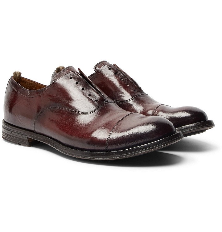 Photo: Officine Creative - Anatomia Cap-Toe Polished-Leather Derby Shoes - Men - Burgundy