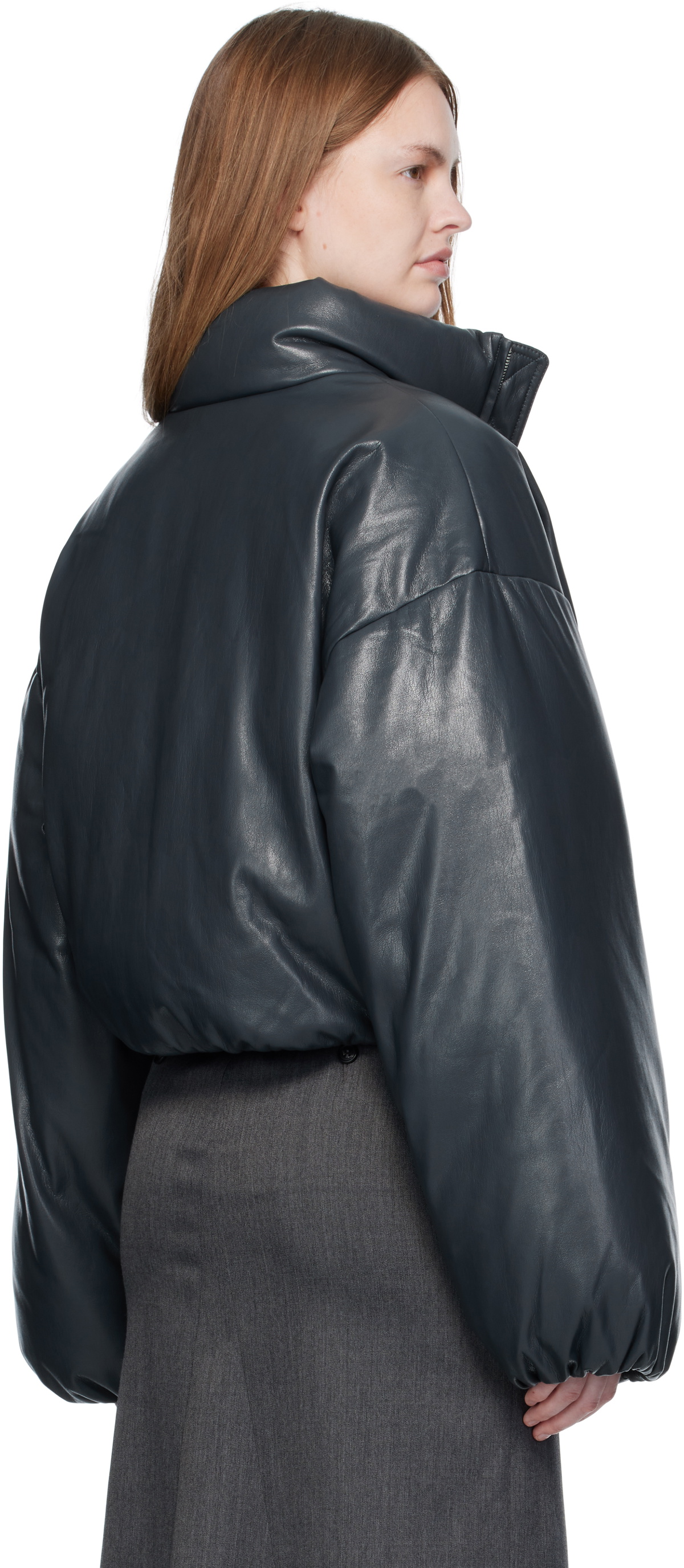 Nanushka Black Lilima Down Vegan Leather Jacket