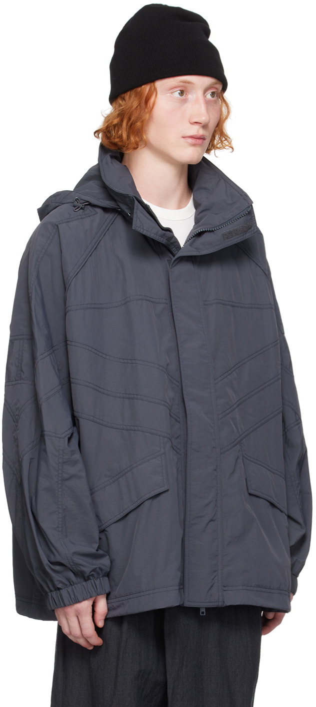 Juun.J Gray Oblique Cut Track Jacket