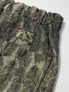 KAPITAL - Magpie Straight-Leg Distressed Cotton-Jacquard Drawstring Shorts - Green