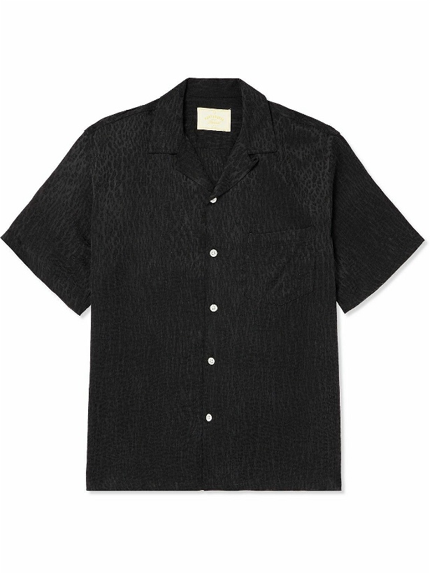 Photo: Portuguese Flannel - Finger Print Convertible-Collar Jacquard Shirt - Black