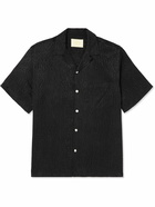 Portuguese Flannel - Finger Print Convertible-Collar Jacquard Shirt - Black