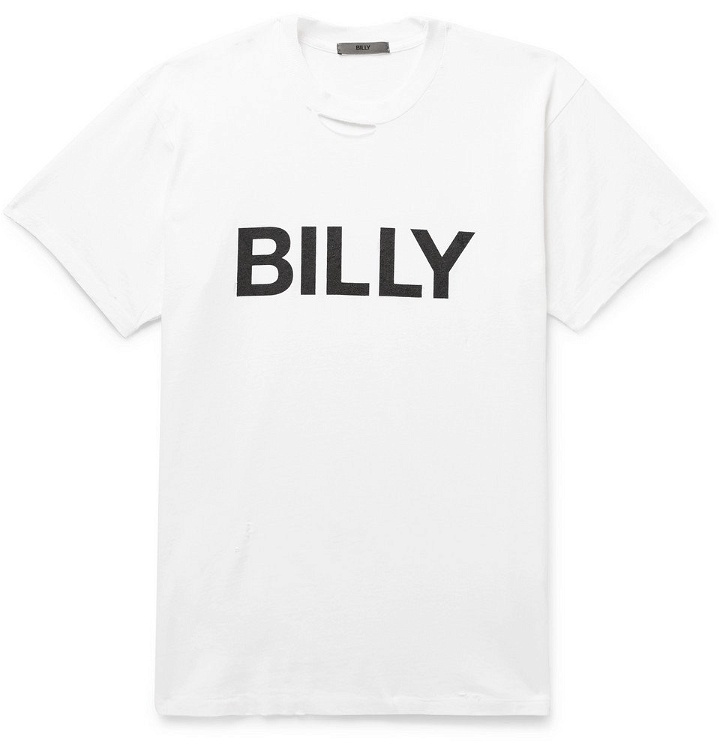 Photo: BILLY - Logo-Print Distressed Cotton-Jersey T-Shirt - Men - White