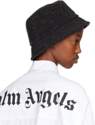 Palm Angels Black Crystal Palm Bucket Hat