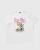 Ganni Basic Cotton Jersey Tee Boots Print White Womens Shortsleefe