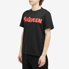 Alexander McQueen Men's Graffiti Logo T-Shirt in Black/Red