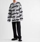 Balenciaga - Oversized Logo-Intarsia Cable-Knit Sweater - White