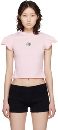 VETEMENTS Pink Biker Cross Logo Front Sleeve T-shirt