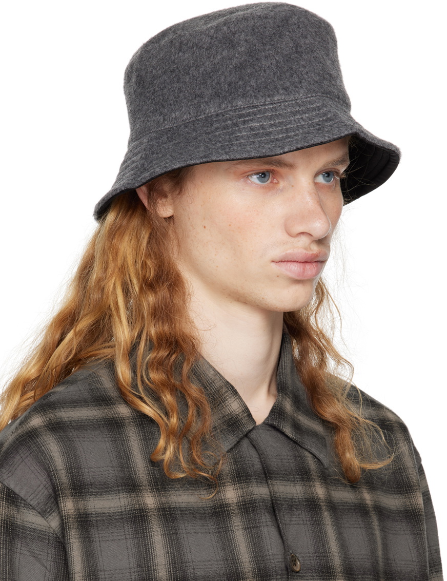 OUR LEGACY Gray Mohair & Wool Bucket Hat