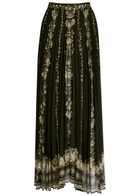 Alice + Olivia Katz Floral-print Chiffon Maxi Skirt Black