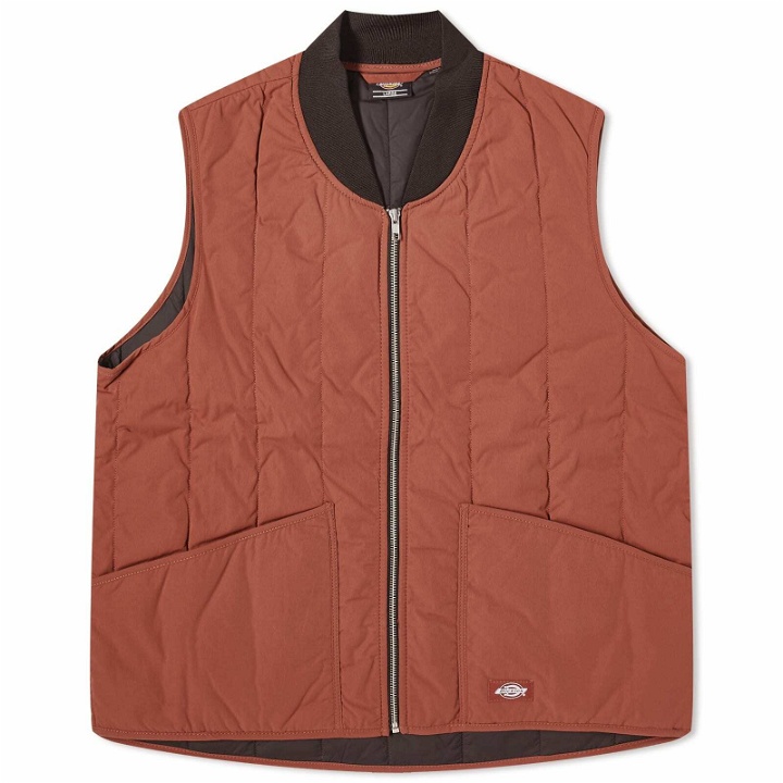Photo: Dickies Men's Premium Collection Quilted Vest in Mahogany