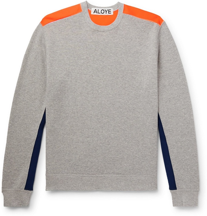Photo: Aloye - Colour-Block Mélange Loopback Cotton-Jersey Sweatshirt - Gray