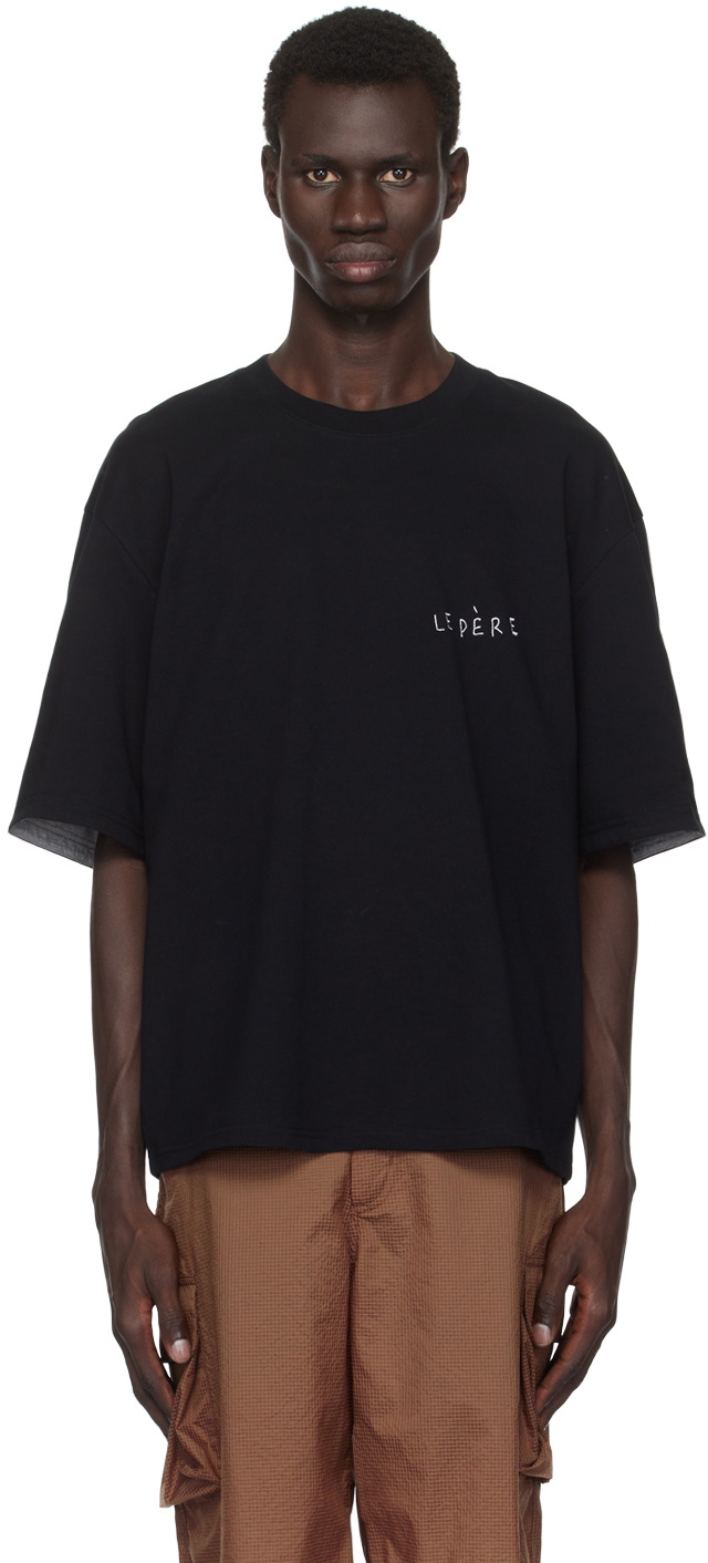 le PÈRE Black Double Sleeve Tommy T-shirt