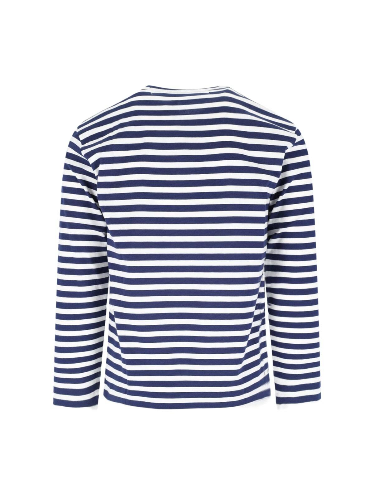 Comme des Garçons Play emblem Striped T-shirt With Rhinestones