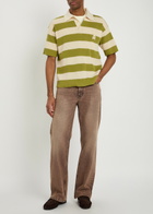 Ami Paris Striped Logo-appliquéd Cotton Polo Shirt White