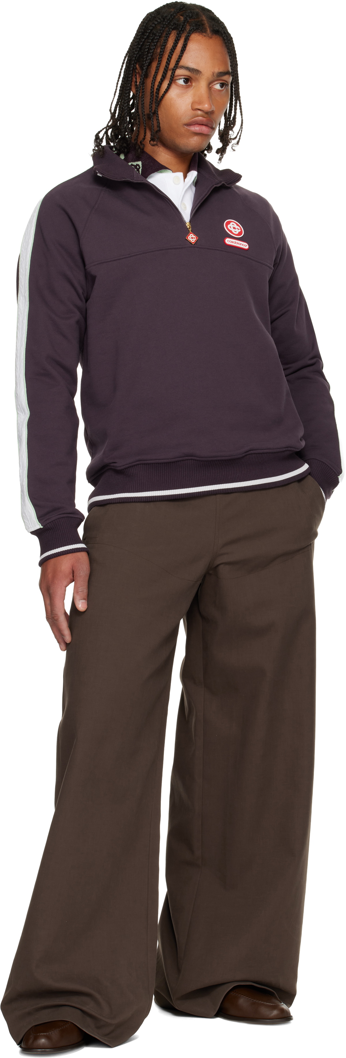 Casablanca Burgundy Quarter Zip Laurel Sweatshirt
