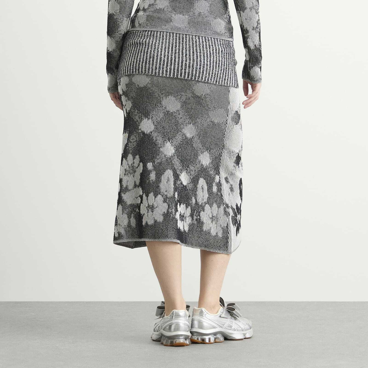 Paolina Russo Women's Illusion Knit Maxi Skirt in Black/White