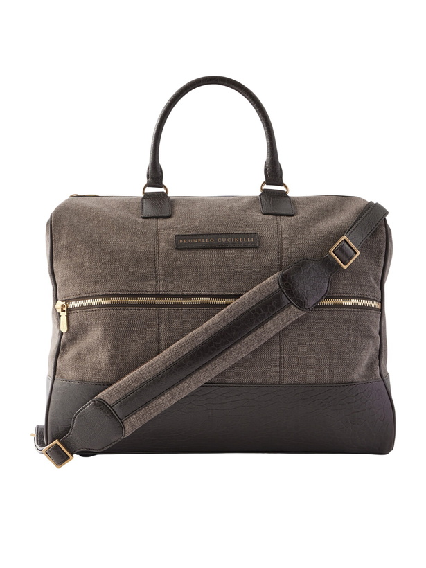 Photo: Brunello Cucinelli - Boston Leather-Trimmed Woven Weekend Bag