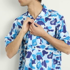 A Bathing Ape Men's Abc Camo Open Collar Ss Shirts in Blue