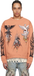 Who Decides War Orange Nefarious Winged Crewneck Sweater