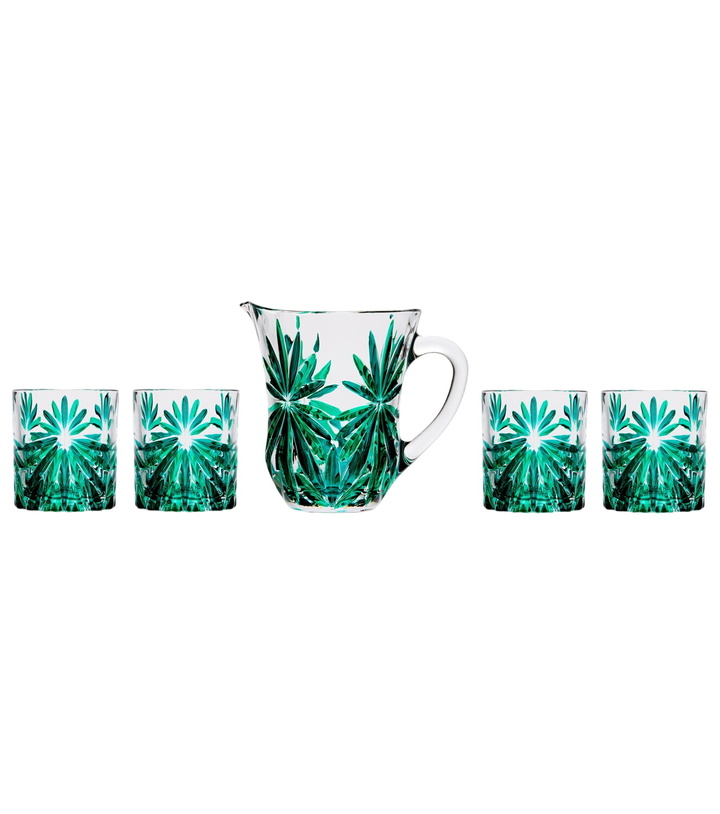 Photo: Les-Ottomans Set of 4 floral crystal tumblers and jug
