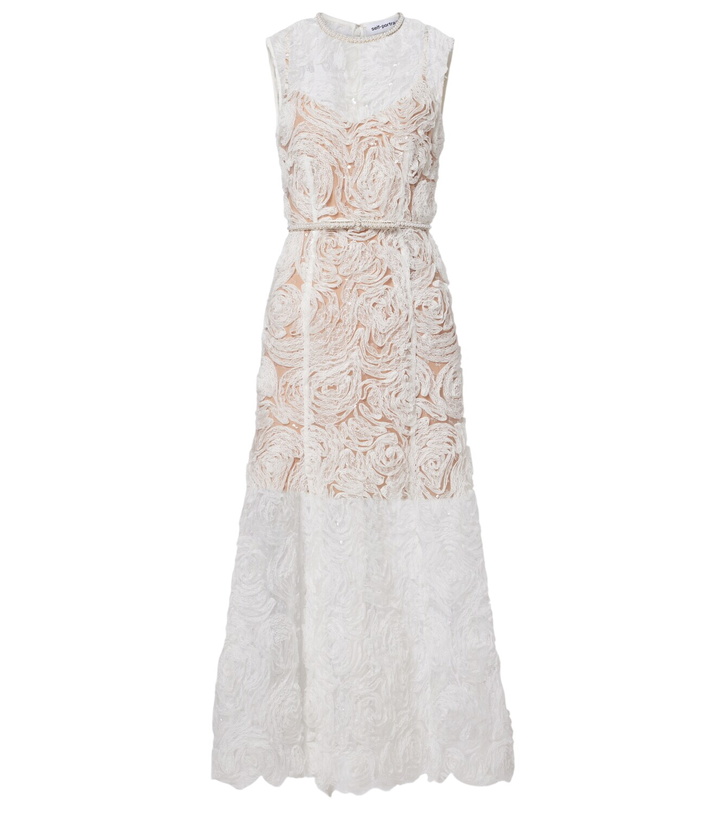 Photo: Self-Portrait Embellished lace-trimmed tulle midi dress