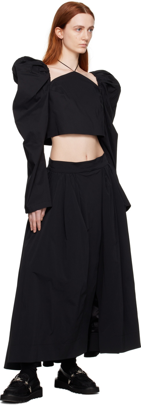 MINJUKIM Black Volume Wrap Midi Skirt
