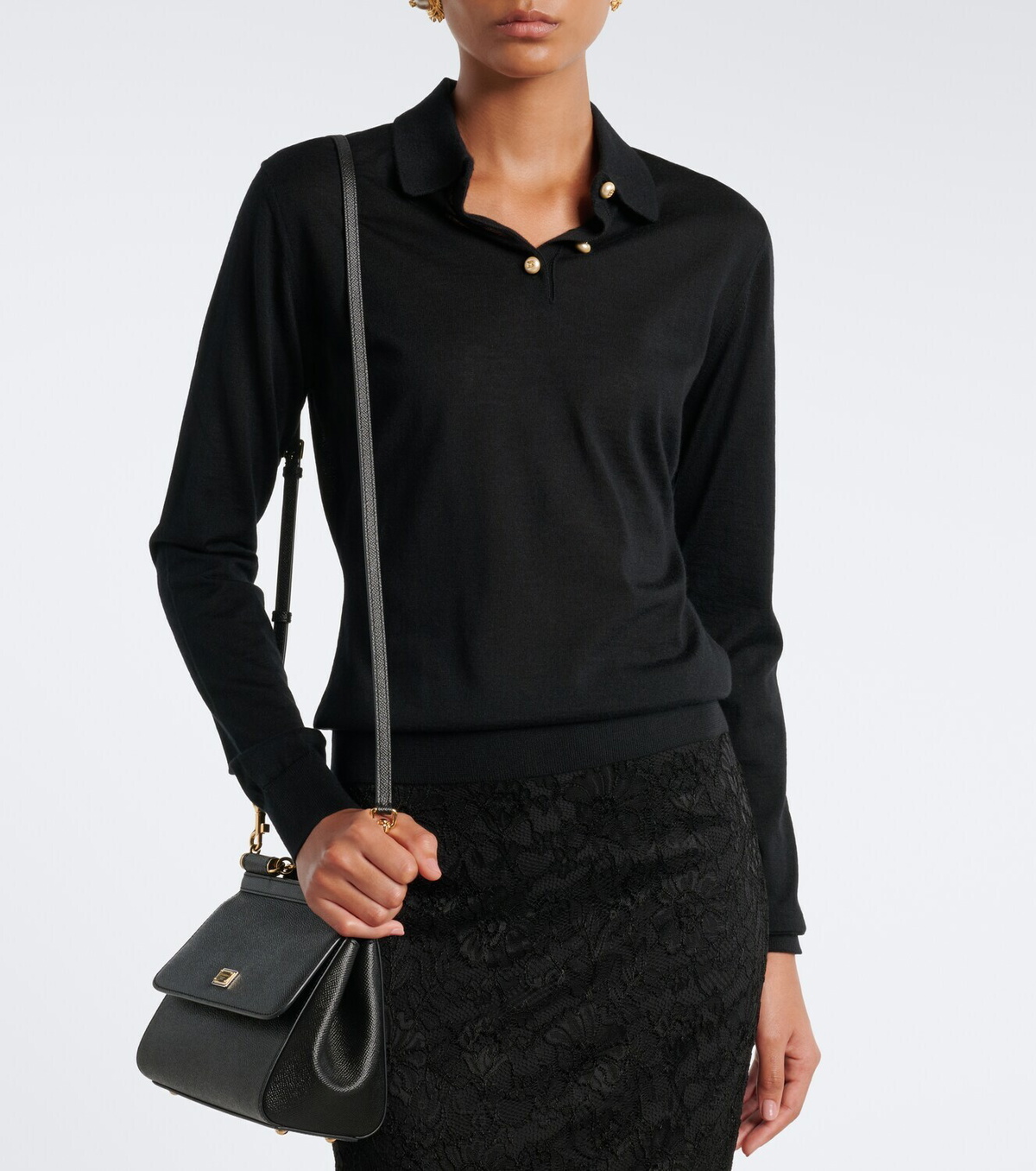 Dolce&Gabbana Embellished cashmere polo sweater