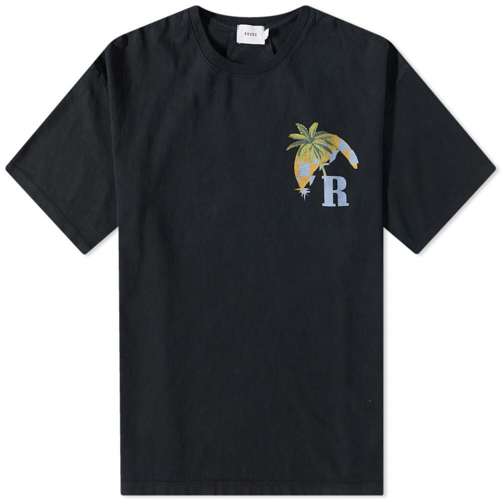 Rhude Men's Moonlight Tropics Logo T-Shirt in Vtg Black Rhude