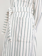 TEKLA - Belted Striped Organic Cotton-Terry Robe - Green