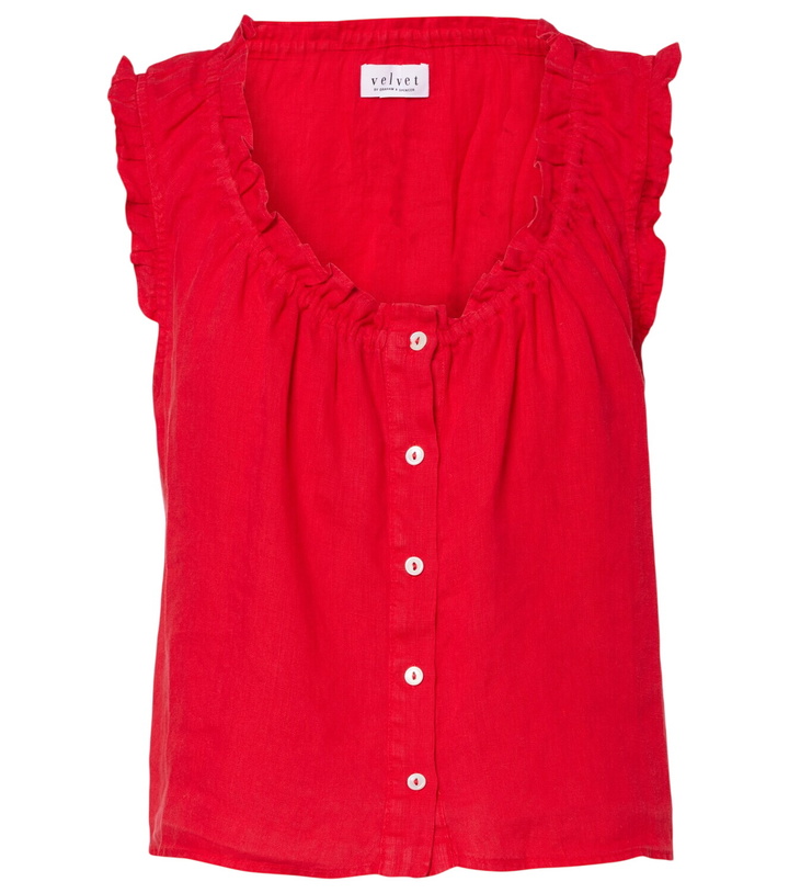Photo: Velvet Tana ruffled linen top