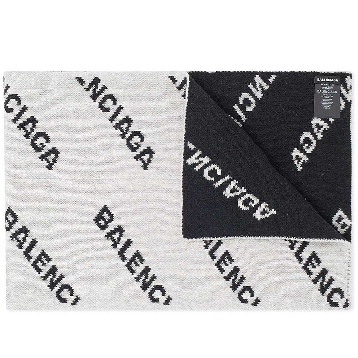 Photo: Balenciaga All Over Logo Knit Scarf