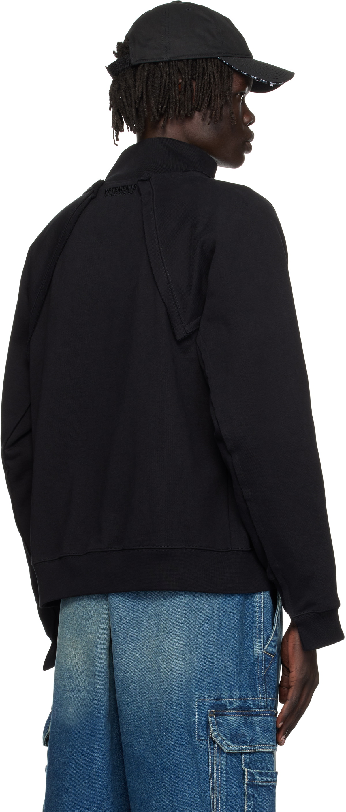 VETEMENTS Black 'Amsterdam' Patched Zip Sweatshirt