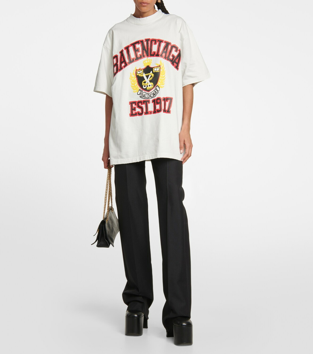 Balenciaga College Medium Fit T-Shirt Black/Red/White Men's
