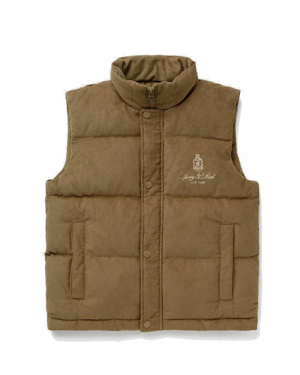 Photo: Sporty & Rich Vendome Corduroy Puffer Vest Brown - Womens - Vests