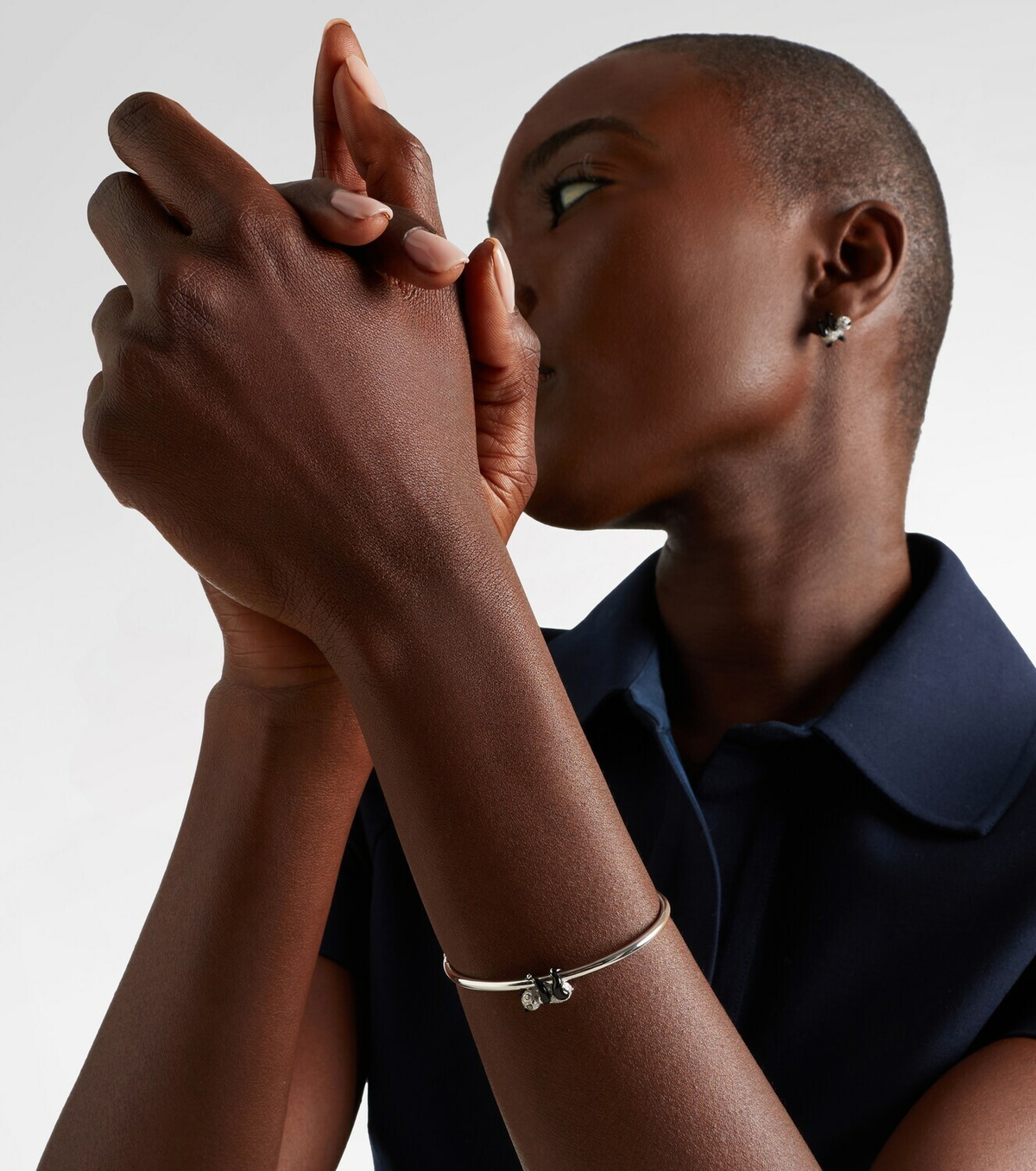 Yvonne Léon Panda 9kt white gold bangle with diamonds