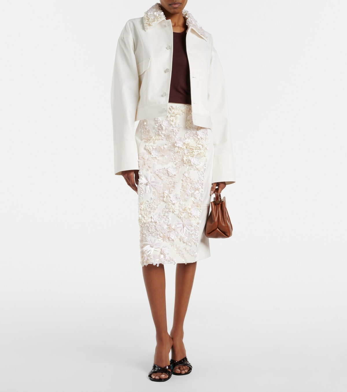 Plan C Sequined cotton drill jacket