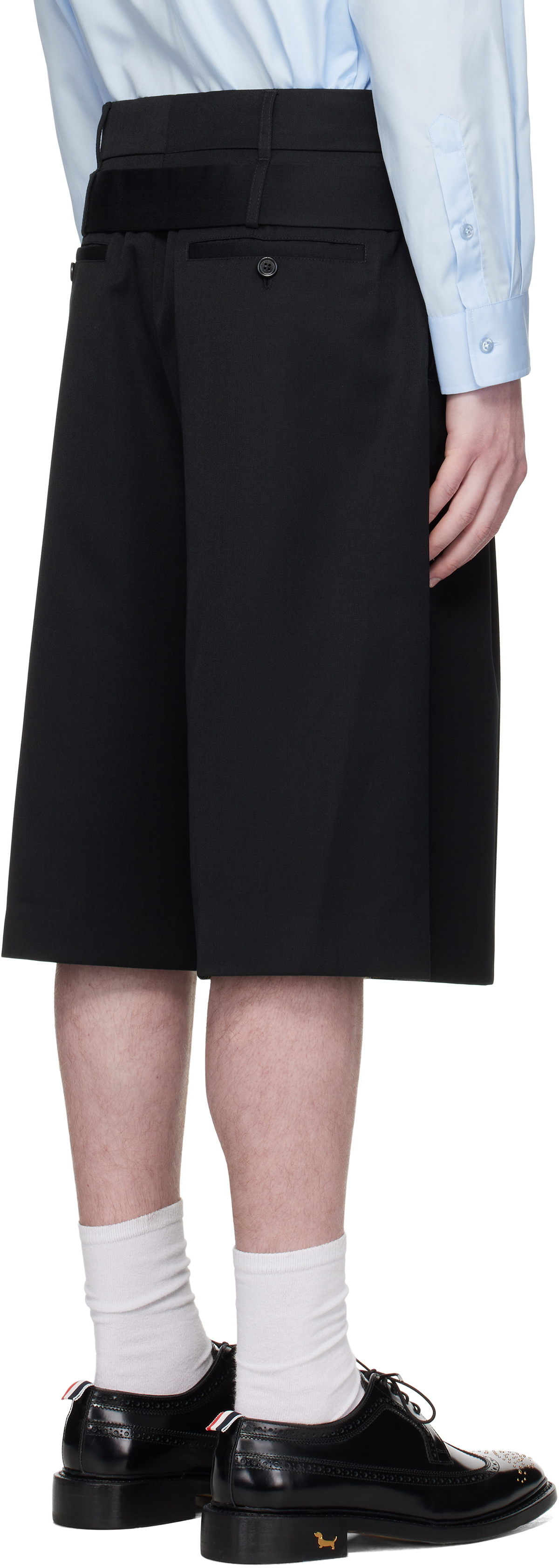 Simone Rocha Black Wide Leg Multi Belt Loop Shorts