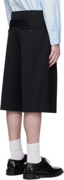 Simone Rocha Black Wide Leg Multi Belt Loop Shorts