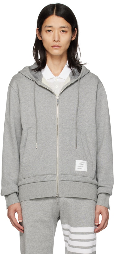 Photo: Thom Browne Gray Loopback Hoodie