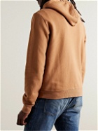 SAINT LAURENT - Slim-Fit Logo-Embroidered Cotton-Jersey Hoodie - Brown