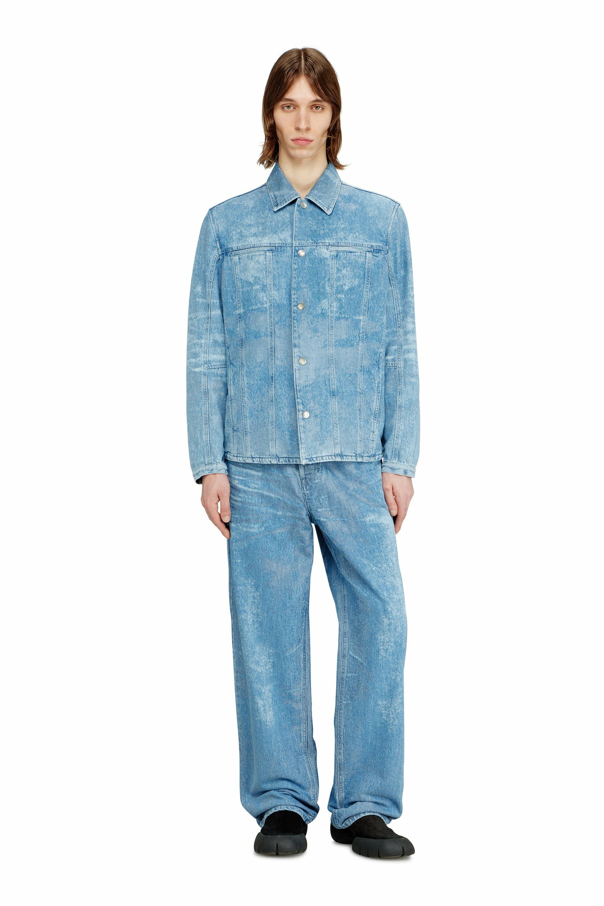 Diesel Jacket in satin denim - Denim Jackets Mens in Blue