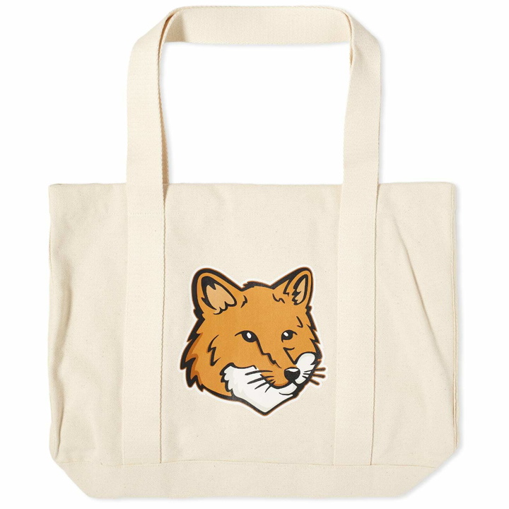 Photo: Maison Kitsuné Men's Fox Head Tote Bag in Ecru