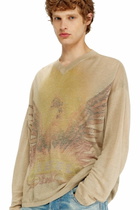 Diesel Linen jumper with faded Phoenix print - Knitwear Mens in Beige