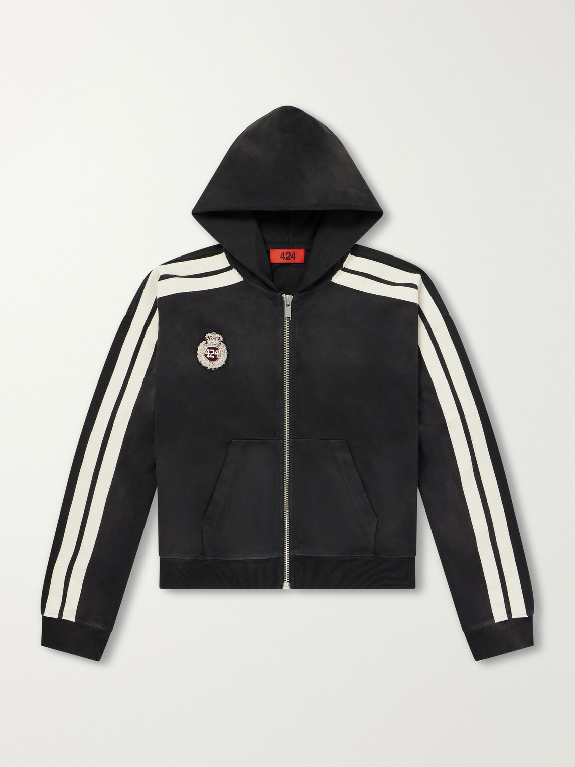 424 - Academy Logo-Appliquéd Cotton-Jersey Zip-Up Hoodie - Black