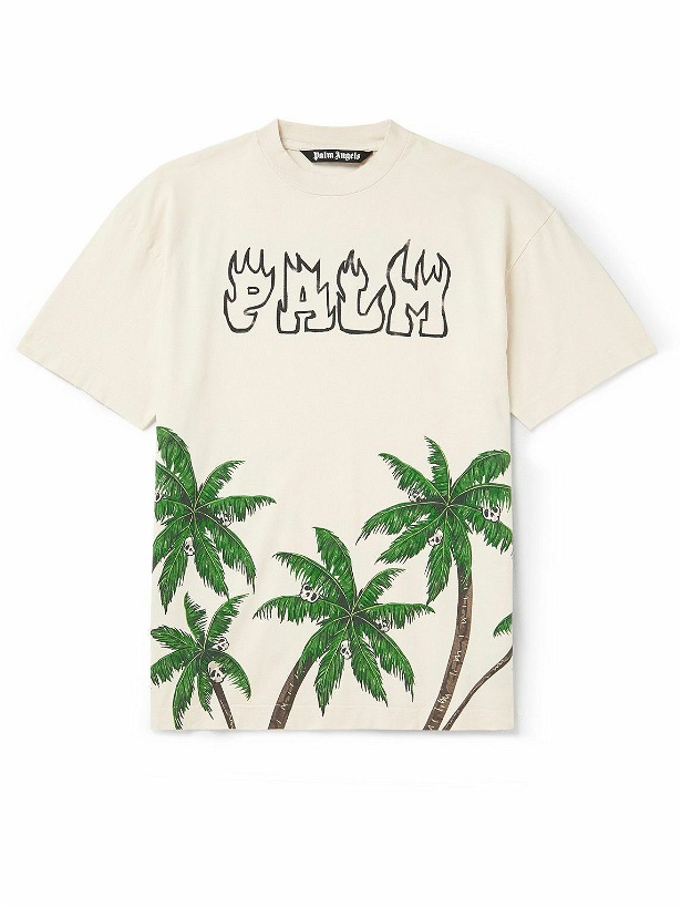 Photo: Palm Angels - Logo-Print Cotton-Jersey T-Shirt - White