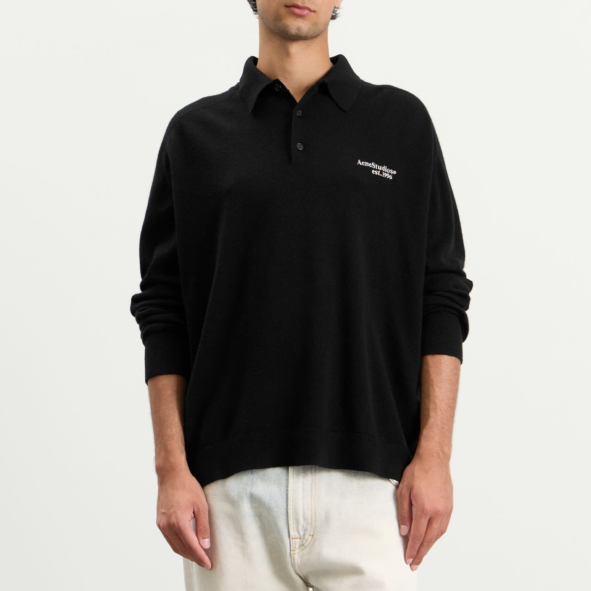 Acne Studios Men's Kluxey Light Richard Yak Polo Jumper in Black