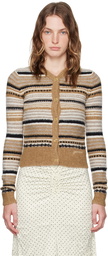 GANNI Brown Striped Cardigan